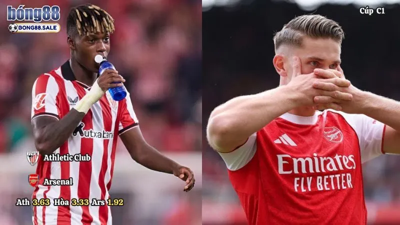 Kèo Nhà Cái Bong88 Cúp C1 | Athletic Club - Arsenal 16/09/2025